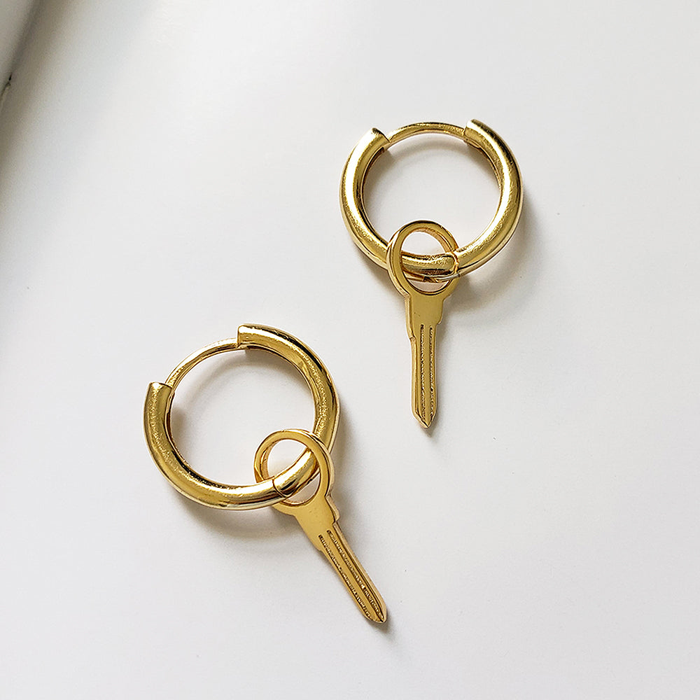 ARIELLE Key Hoop Earrings