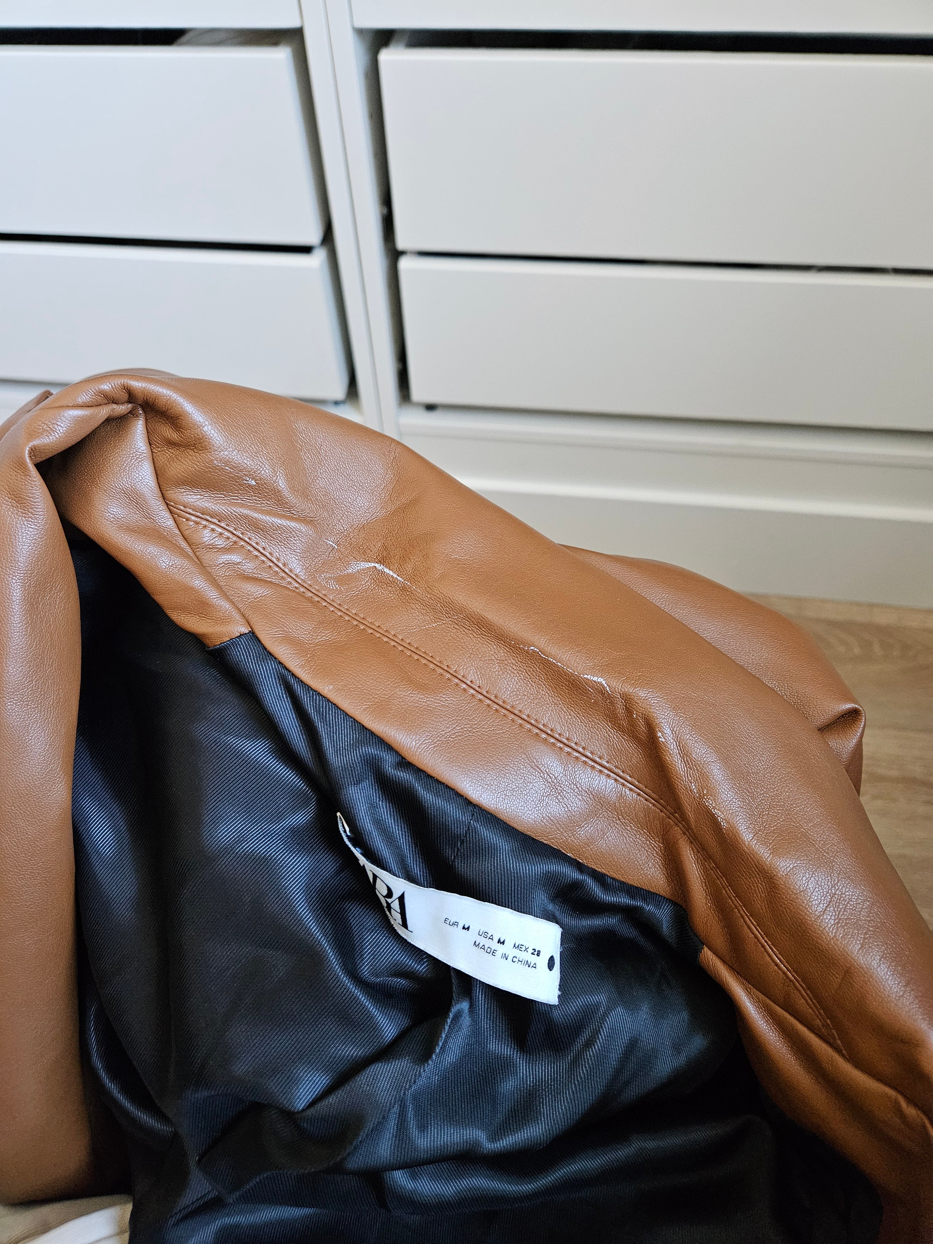 Brown Faux Leather Blazer