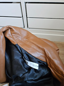 Brown Faux Leather Blazer